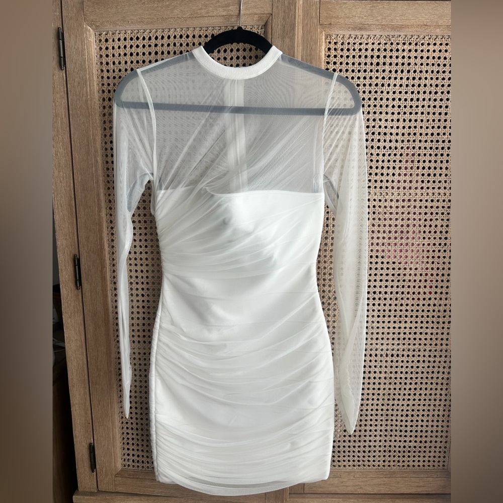 Herve Leger x Julia Restoin Roitfield Mesh overlay mini Dress